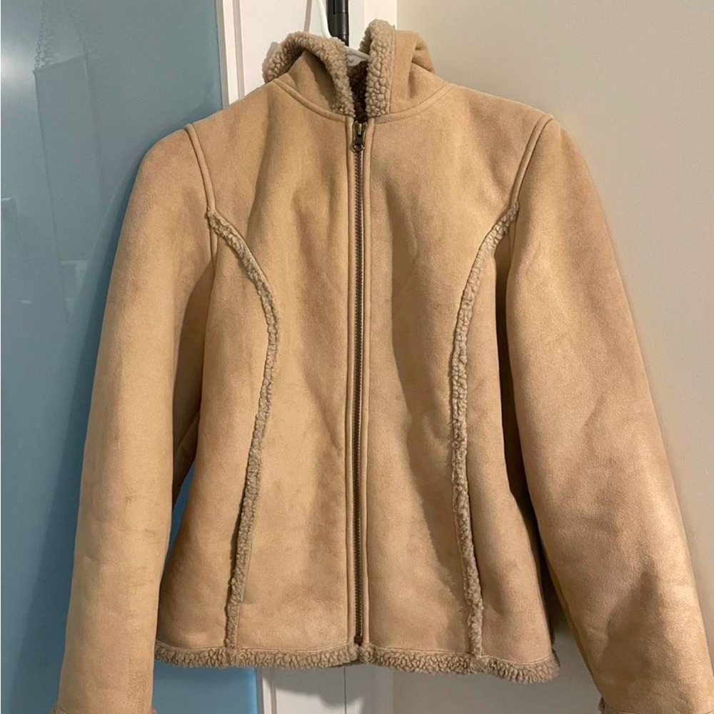 LL Bean Faux Shearling Suede Sherpa Lined Jacket